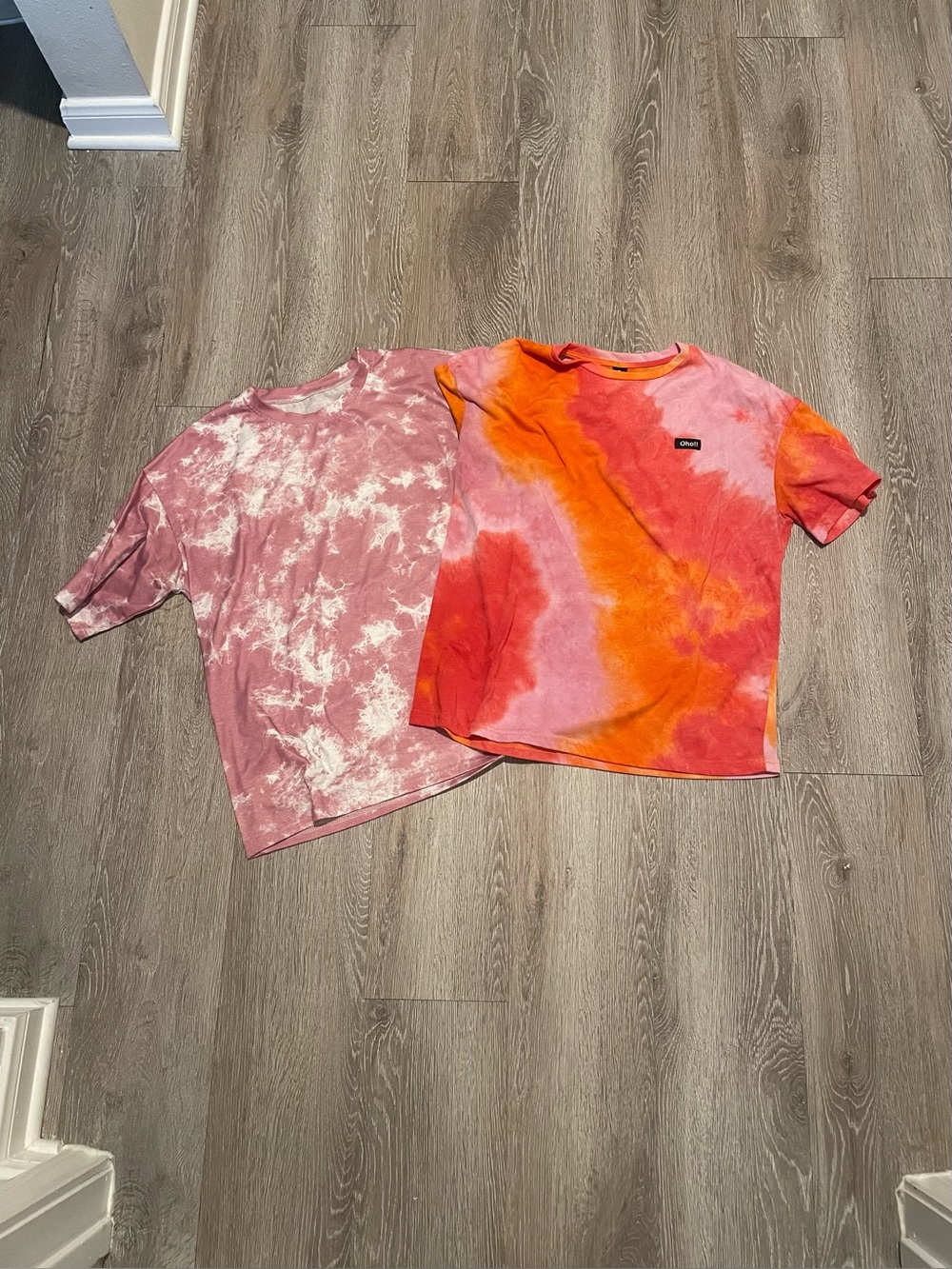 SHEIN Orange & Pink Tie-Dye Short Sleeve Tee